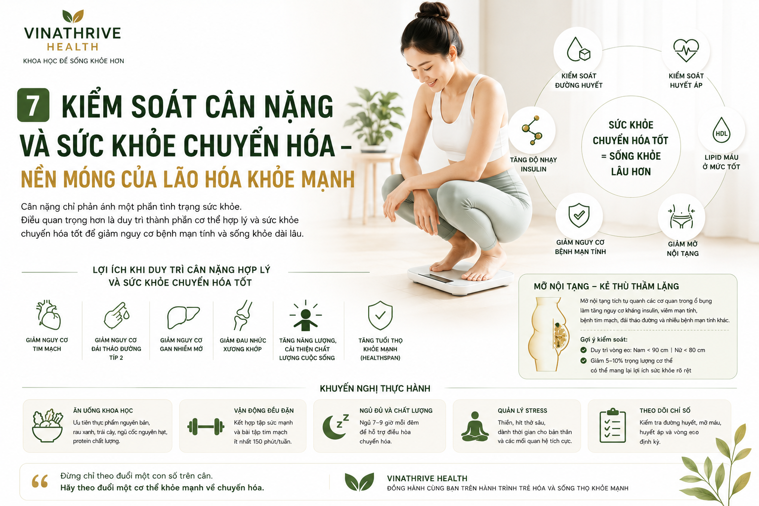 KIỂM SOÁT CÂN NẶNG VÀ SỨC KHỎE CHUYỂN HÓA – NỀN MÓNG CỦA LÃO HÓA KHỎE MẠNH
